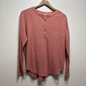✨$8 CLEAR-OUT✨ Old Navy Waffle Knit Henley Comfy Casual Long Sleeve Sweater Top